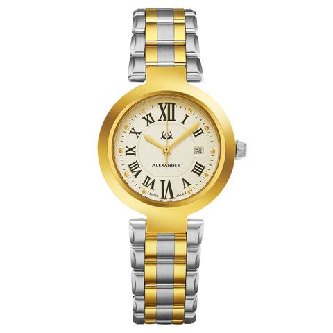 Alexander Women's Swiss Made Niki Two Tone Stainless Steel Link Bracelet Watch