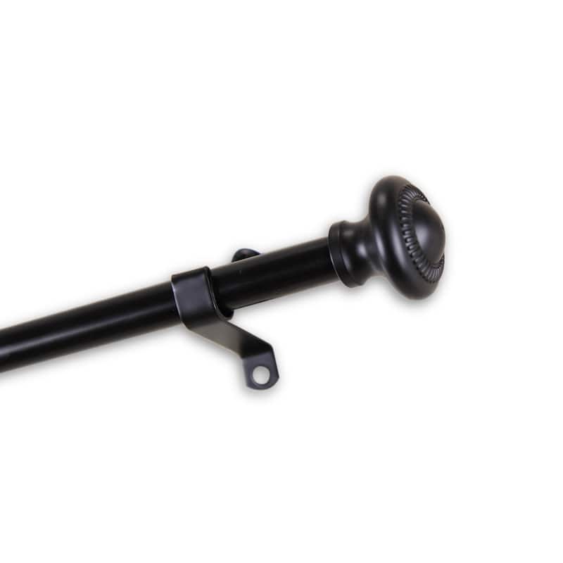 InStyleDesign Cabernet Adjustable Curtain Rod 7/16-Inch - 18-28 inch - Satin/Black Finish - Black