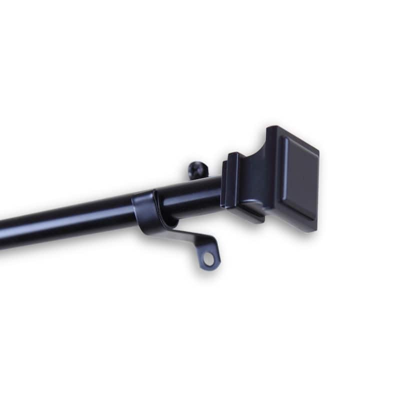 InstyleDesign Box Adjustable Curtain Rod 7/16-inch - 18-28 inch - Black Finish - Black