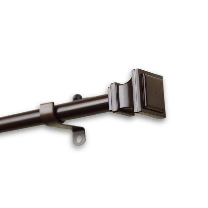 InstyleDesign Box Adjustable Curtain Rod 7/16-inch - 18-28 inch - Brown Finish - Cocoa