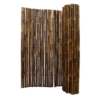 Bamboo Decorative Fence Panel Natural Black 6 ft H x 8 ft L