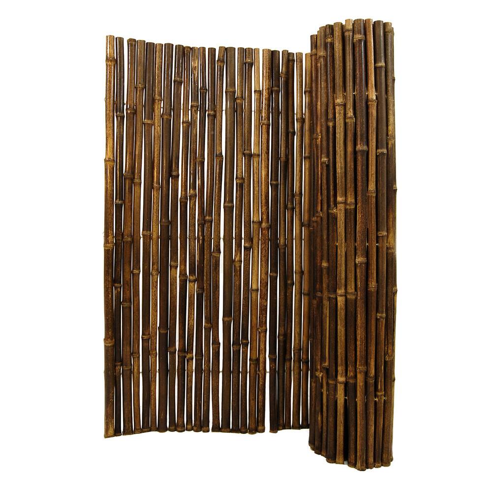 Bamboo Decorative Fence Panel Natural Black 6 ft H x 8 ft L