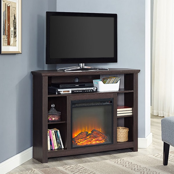 Shop 44 Highboy Corner Fireplace Tv Stand Espresso 44 X 16 X