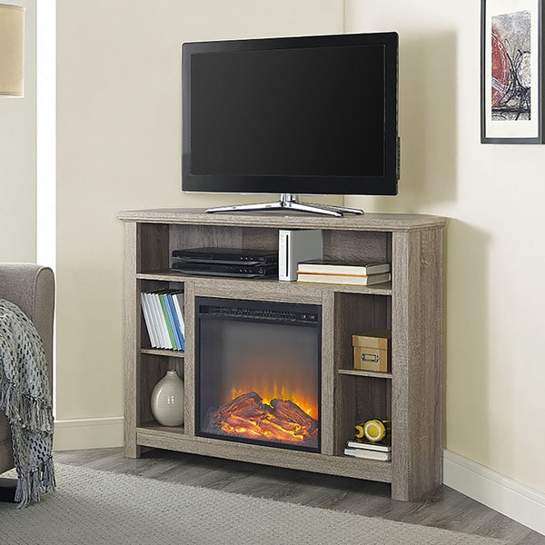 Shop 44 Highboy Corner Fireplace Tv Stand Driftwood 44 X 16 X