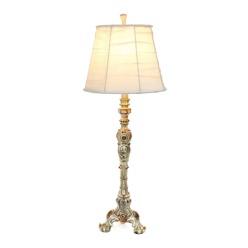 Elegant Designs Antique-style Buffet Table Lamp With Cream Ruched Shade 