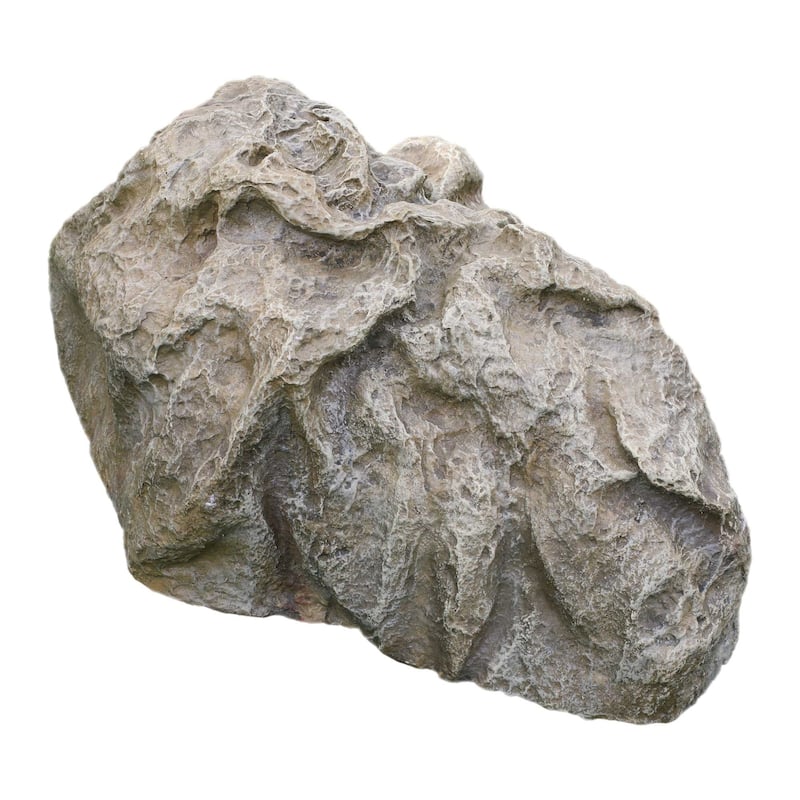 Faux Rock Cover for Landscaping Garden Accent Fiberglass Boulder Beige - 12 in H x 20 in W x 30 in L
