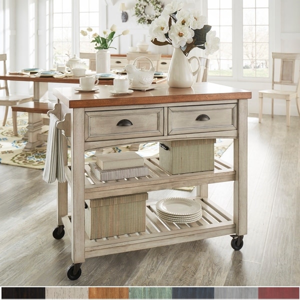 Shop Eleanor Two-Tone Rolling Kitchen Island by iNSPIRE Q ...