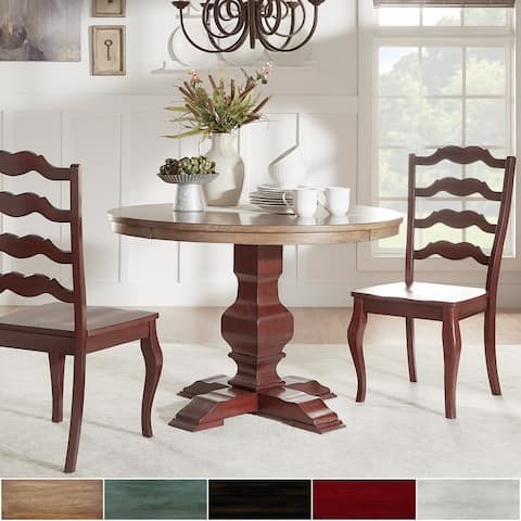 Eleanor Berry Red Round Solid Wood Top Ladder Back 3-piece Dining Set by iNSPIRE Q Classic