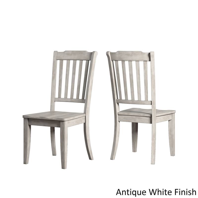 Eleanor Oak Round Solid Wood Top 3-piece Slat Back Dining Set by iNSPIRE Q Classic - Oak Table and Antique White chairs