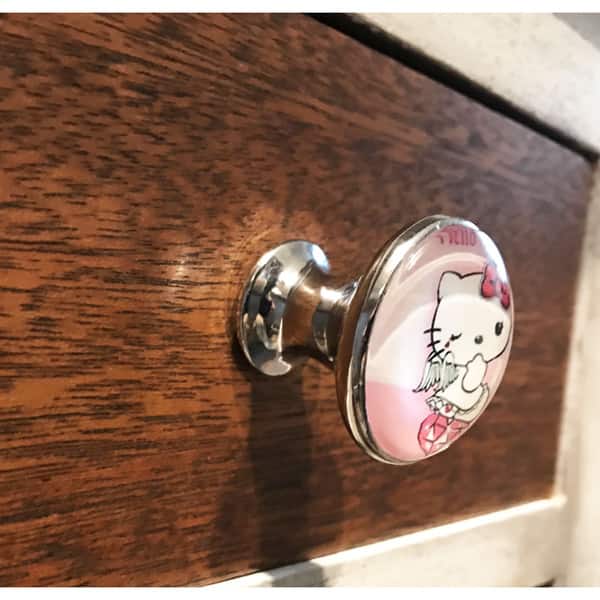 Shop Pink Hello Kitty Glass Knobs Drawer Pulls Pack Of 6