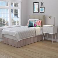 Handy Living Arabella Oatmeal Velvet Upholstered Twin Headboard