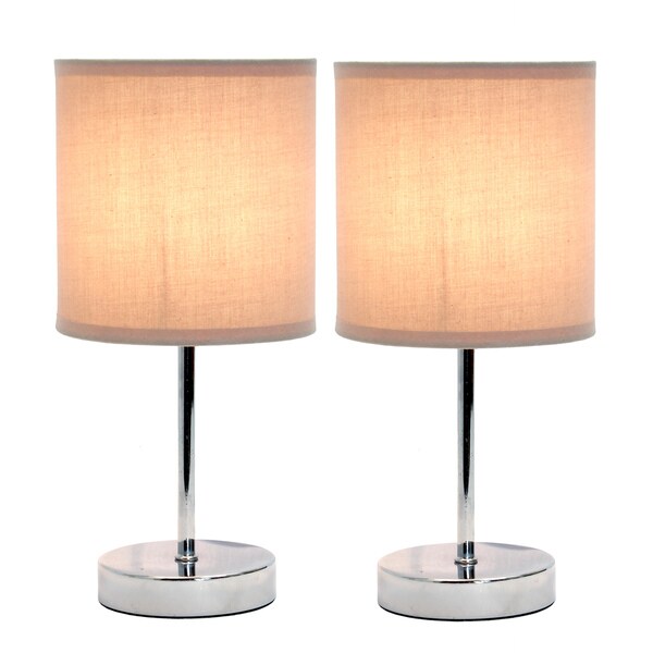 Simple Designs Chrome Mini Basic Table Lamp with Fabric 