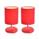 preview thumbnail 8 of 9, Simple Designs Stonies Ceramic/ Fabric Bedside Lamp (Set of 2) Red