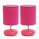 preview thumbnail 2 of 9, Simple Designs Stonies Ceramic/ Fabric Bedside Lamp (Set of 2) Pink
