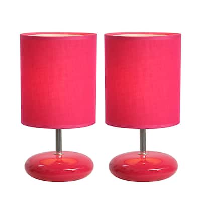 Simple Designs Stonies Ceramic/ Fabric Bedside Lamp (Set of 2)
