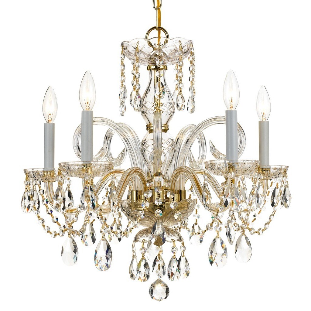 Crystorama Traditional Crystal Collection 5-light Polished Brass/Crystal Chandelier - Chandeliers For Bedrooms by Overstock.com