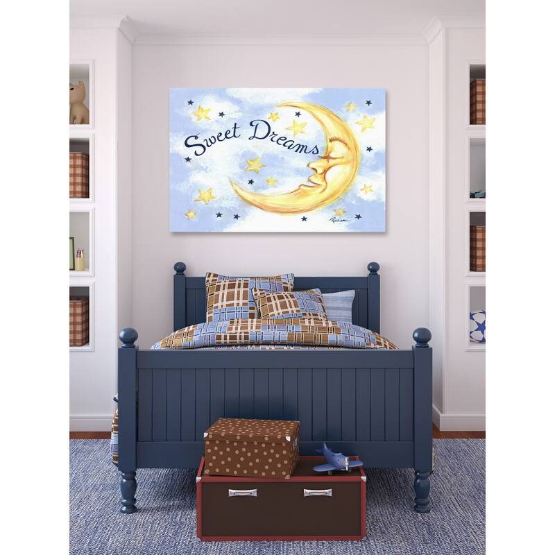 Marmont Hill - 'Sweet Dreams Moon' by Reesa Qualia Painting Print on Wrapped Canvas - Multi-Color