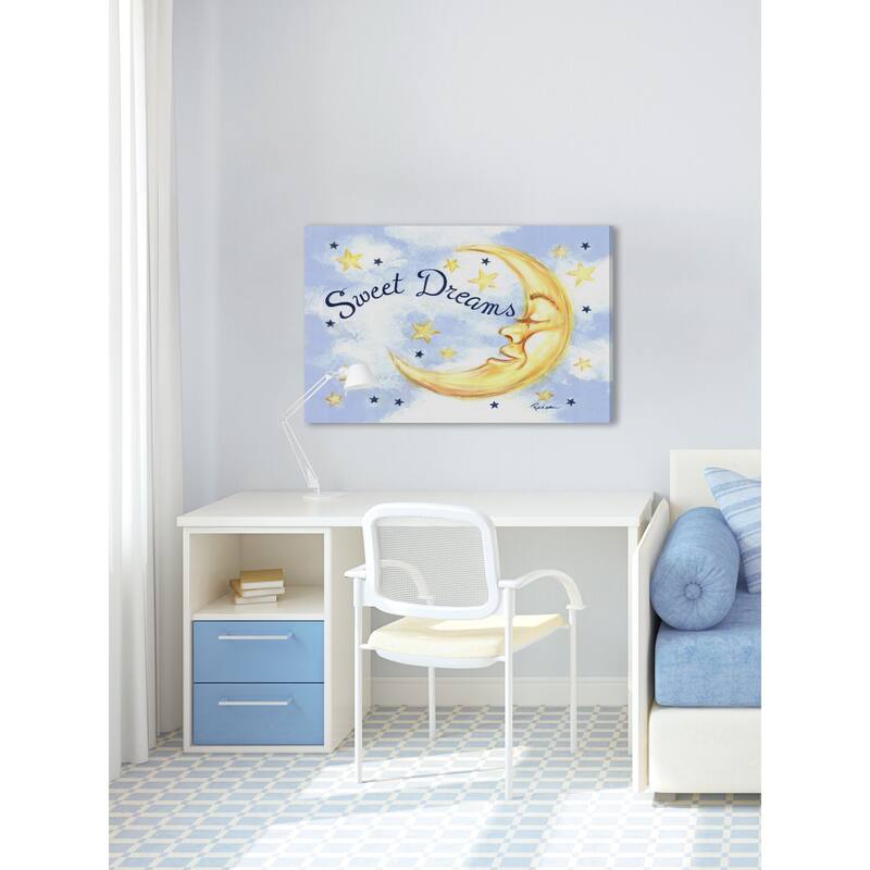 Marmont Hill - 'Sweet Dreams Moon' by Reesa Qualia Painting Print on Wrapped Canvas - Multi-Color