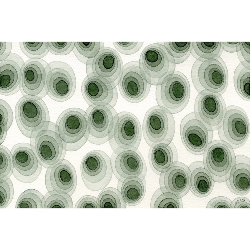 Marmont Hill - 'Earthy Green Ovals' by Nikki Galapon Painting Print on Wrapped Canvas
