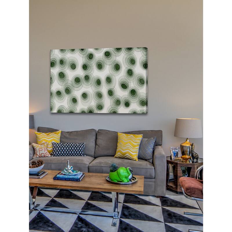 Marmont Hill - 'Earthy Green Ovals' by Nikki Galapon Painting Print on Wrapped Canvas