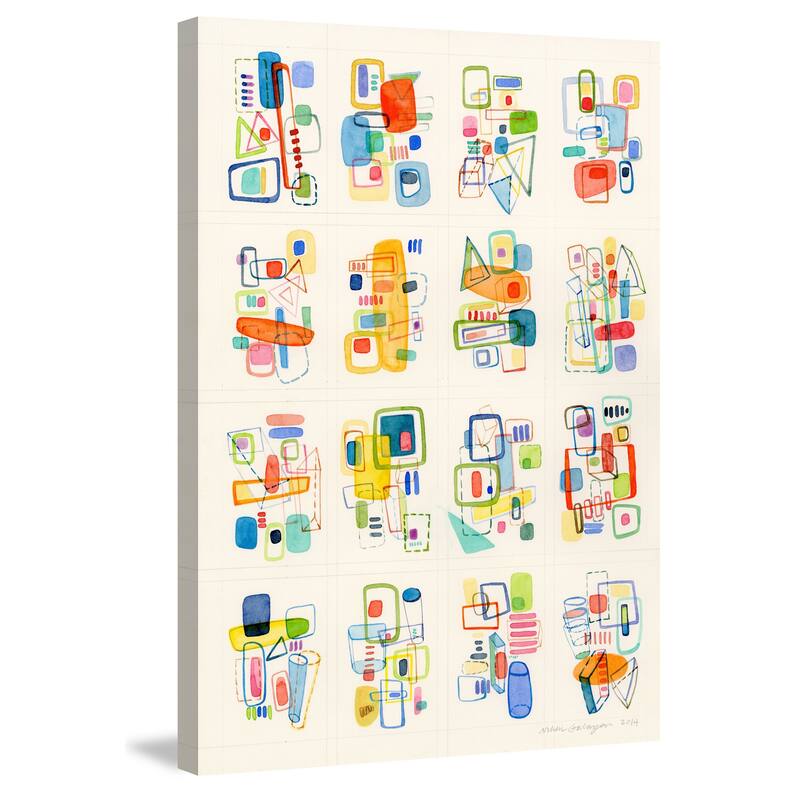Marmont Hill - 'Busy Shapes' by Nikki Galapon Painting Print on Wrapped Canvas - Multi-Color