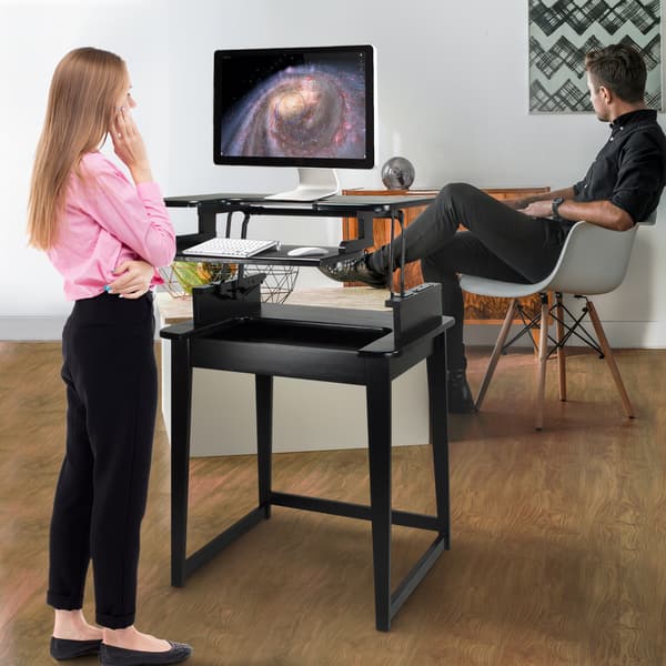 Shop Contemporary Freestyle Stand Up Or Sit Down Black Wood Desk
