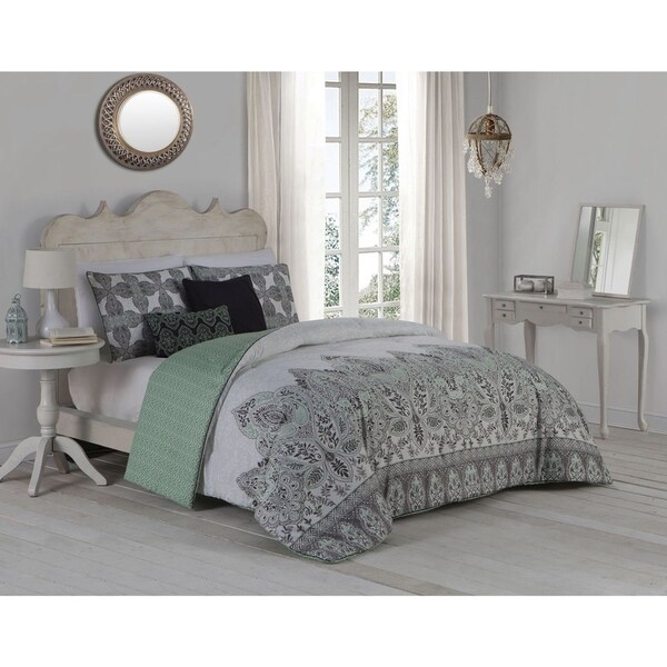 Avondale Manor Imogen Damask Pattern 5-piece Duvet Cover Set
