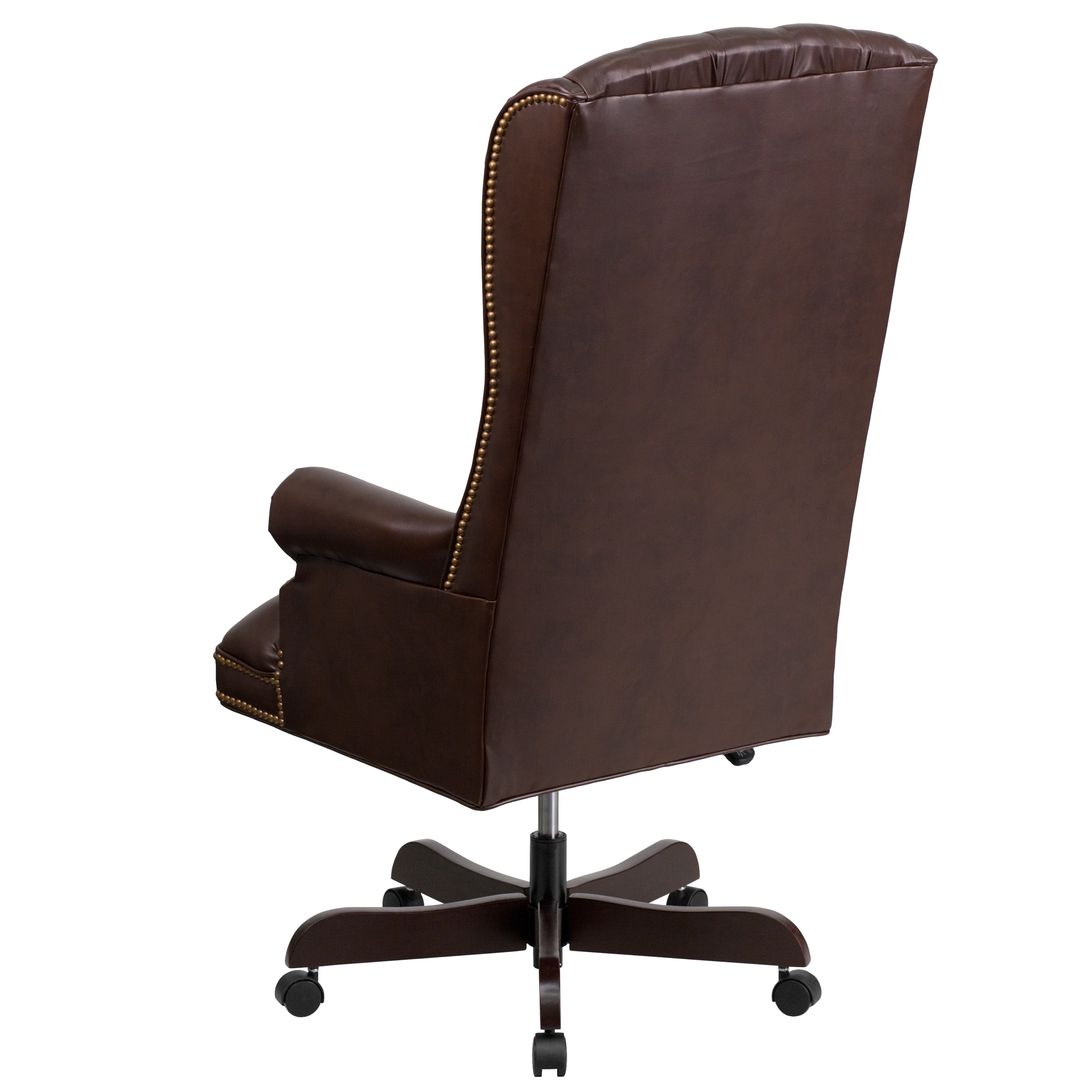 Shop Omaha Button Tufted Brown Leather Executive Adjustable Swivel