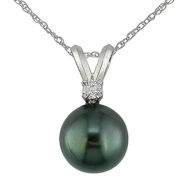 Miadora 14k Gold Diamond & Cultured Tahitian Pearl Pendant