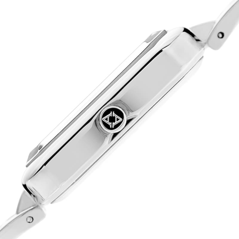 Akribos XXIV Women's Quartz Diamond Rectangular Silver-tone Watch with Jewelry Bracelet