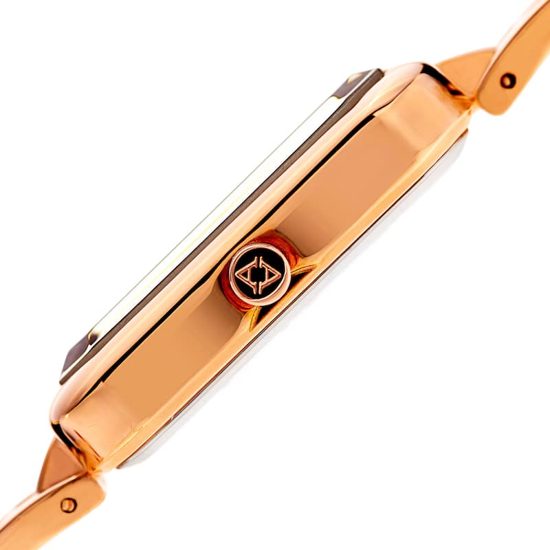 Akribos XXIV Women's Quartz Diamond Rectangular Rose-Tone Watch + Jewelry Bracelet