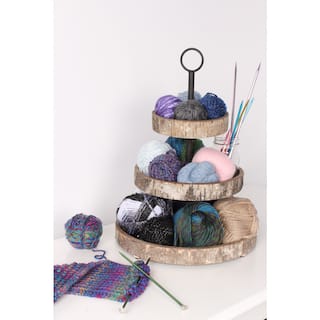 Designovation White Birch Wood 3-tiered Tray