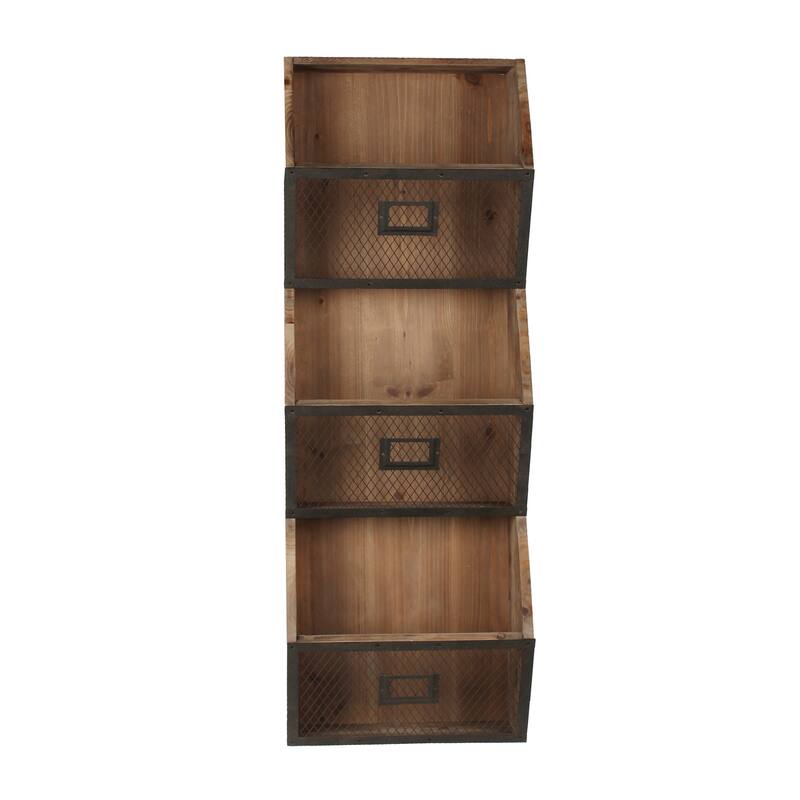 Designovation Burdock Vertical Wall Storage Pockets - Brown