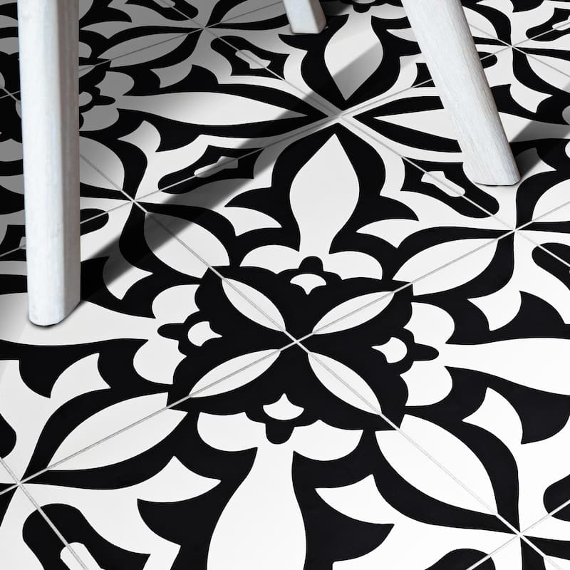 Handmade Meknes Black/White Tile, Pack of 12 (Morocco)