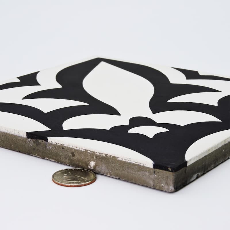 Handmade Meknes Black/White Tile, Pack of 12 (Morocco)