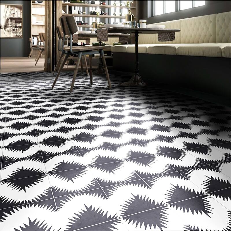 Handmade Bettana Black and White Tile, Pack of 12 (Morocco)