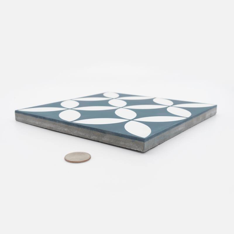 Handmade Amlo in Navy Blue and White Tile, Pack of 12 (Morocco)