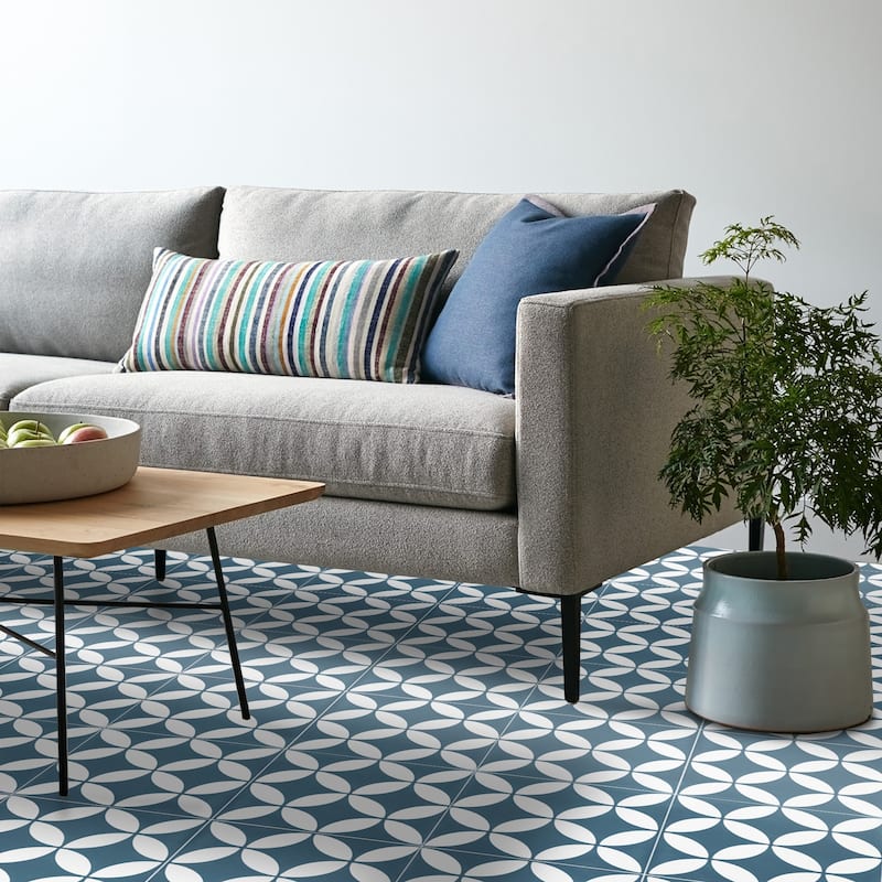 Handmade Amlo in Navy Blue and White Tile, Pack of 12 (Morocco)