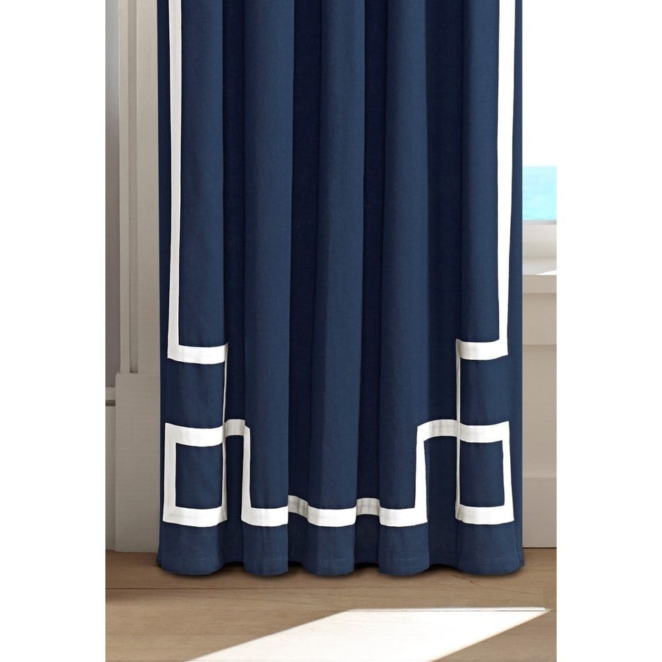 Nautica Ribbon Trim Cotton Twill Curtain Panel Set (As Is Item
