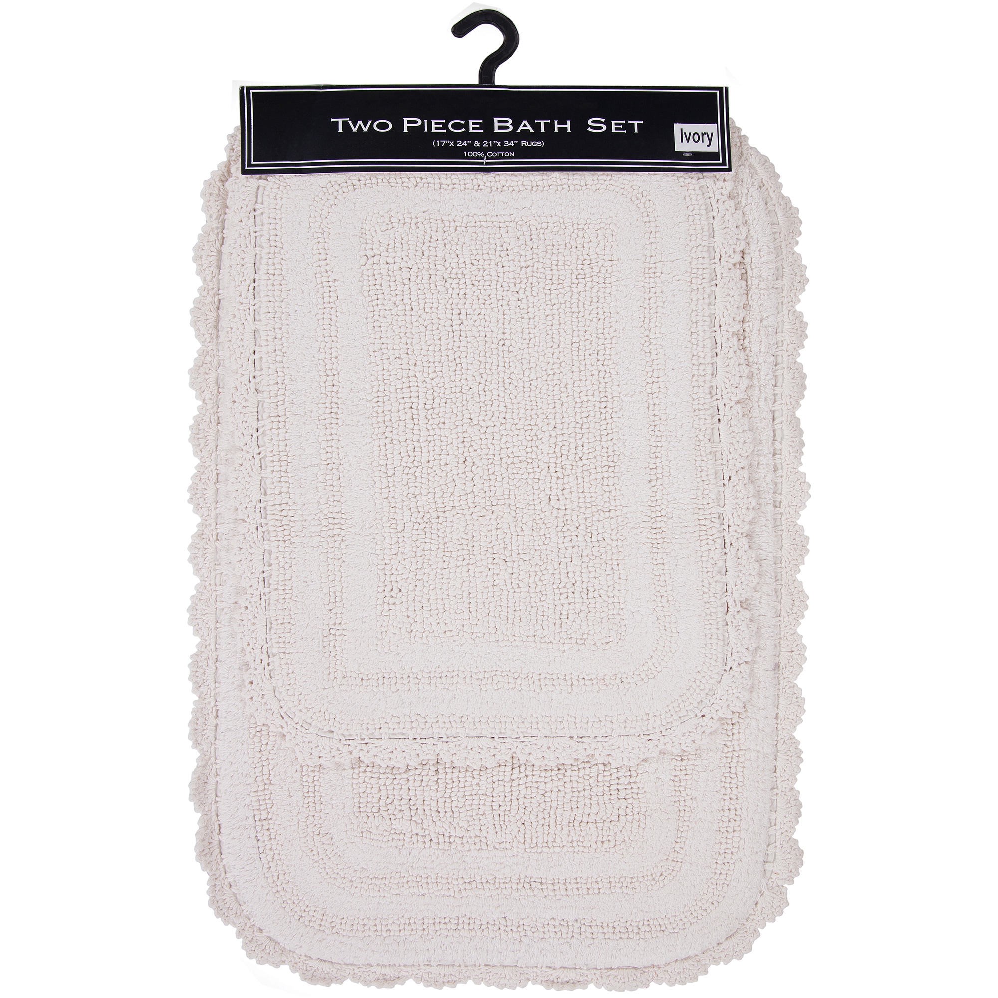 Chesapeake Crochet Cotton Anti Skid 2 Piece Bath Rug Set