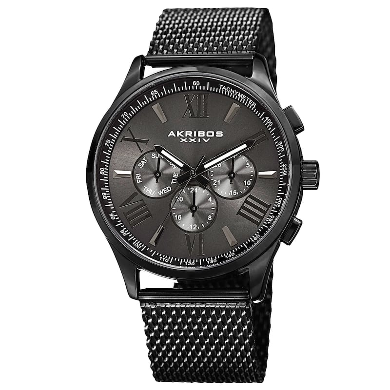 XIV Men's Quartz Multifunction Date Black Bracelet Strap Watch Set