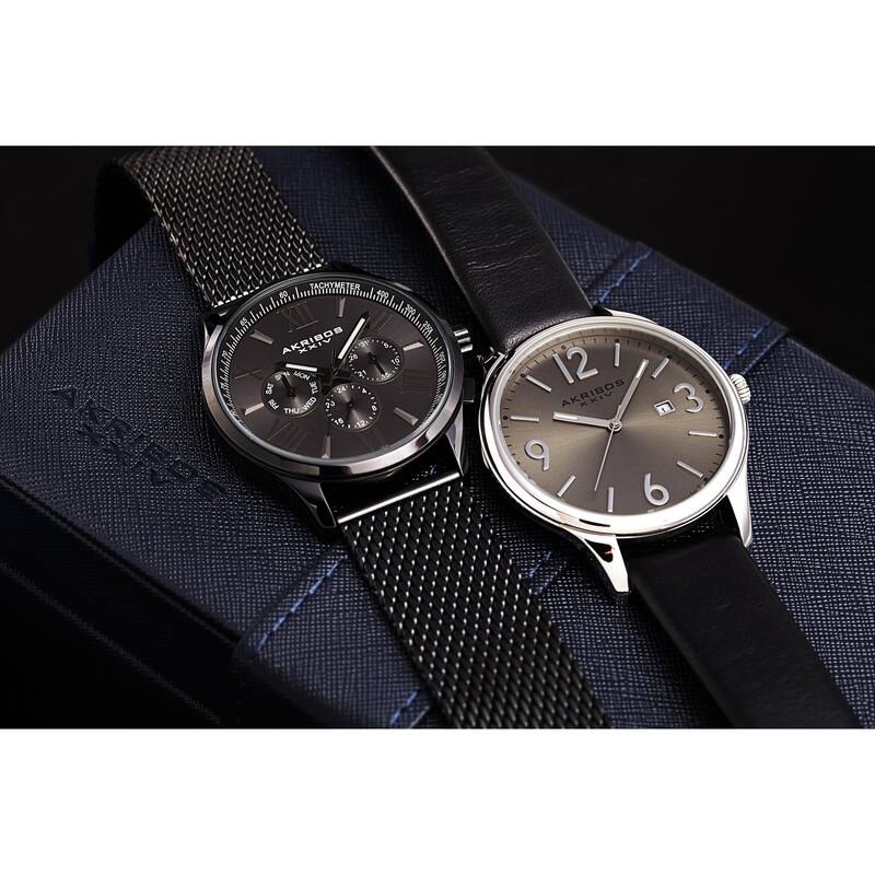 XIV Men's Quartz Multifunction Date Black Bracelet Strap Watch Set