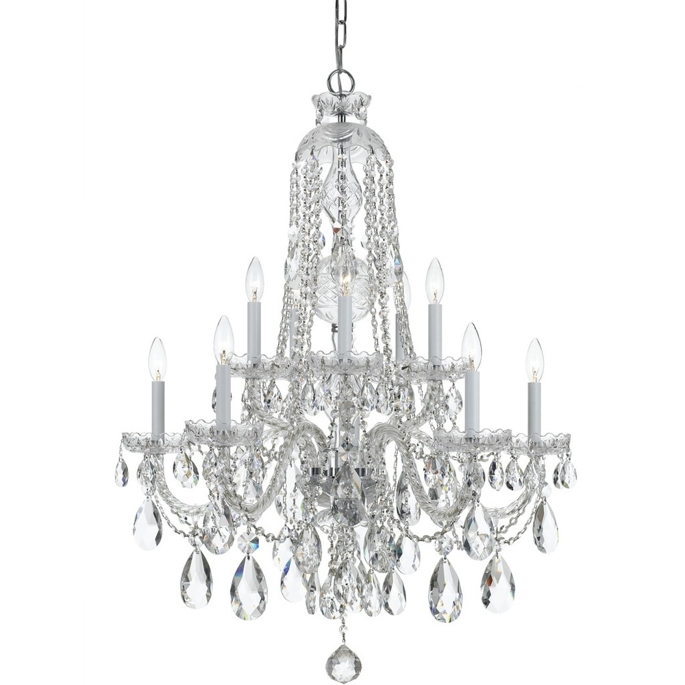 Traditional Crystal 10 Light Clear Crystal Chrome Chandelier 32'' W x 36'' H Traditional Crystal 10 Light Clear Crystal Chrome Chandelier 32'' W x 36'' H