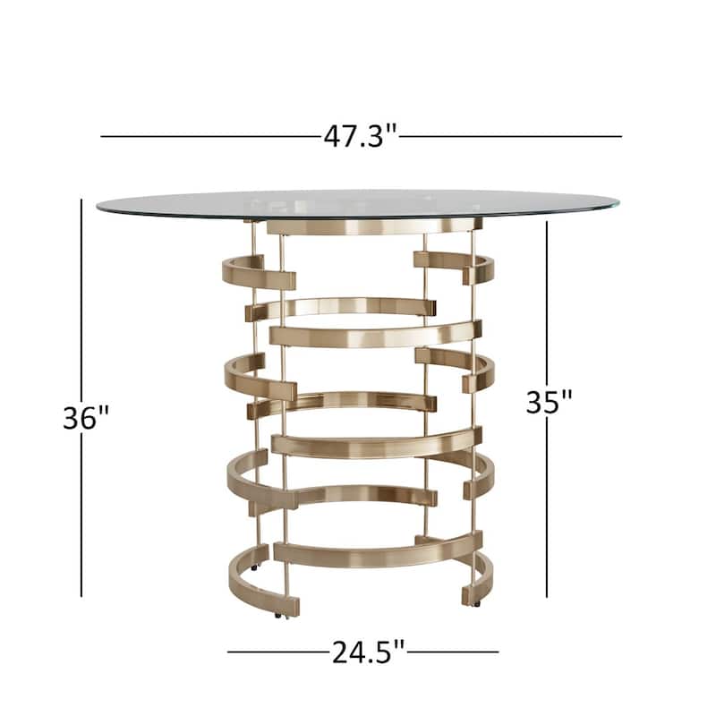 Nova Round Glass Top Vortex Iron Base 5-Piece Counter Height Dining Set by iNSPIRE Q Bold