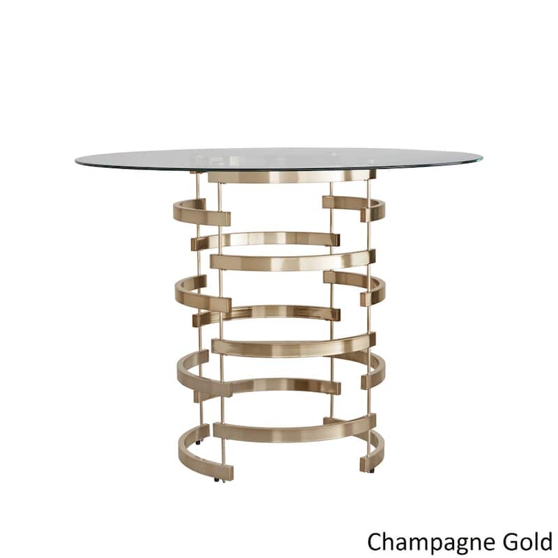 Nova Round Glass Top Vortex Iron Base 5-Piece Counter Height Dining Set by iNSPIRE Q Bold