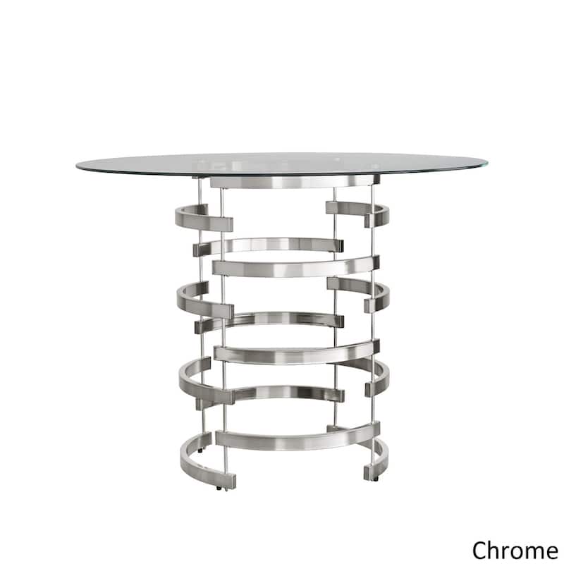 Nova Round Glass Top Vortex Iron Base 5-Piece Counter Height Dining Set by iNSPIRE Q Bold