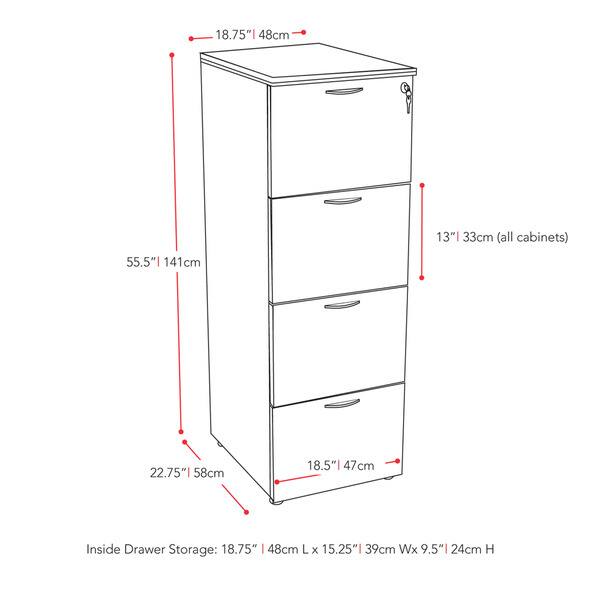 Shop Corliving Workspace Grey Tall Filing Cabinet Free Shipping