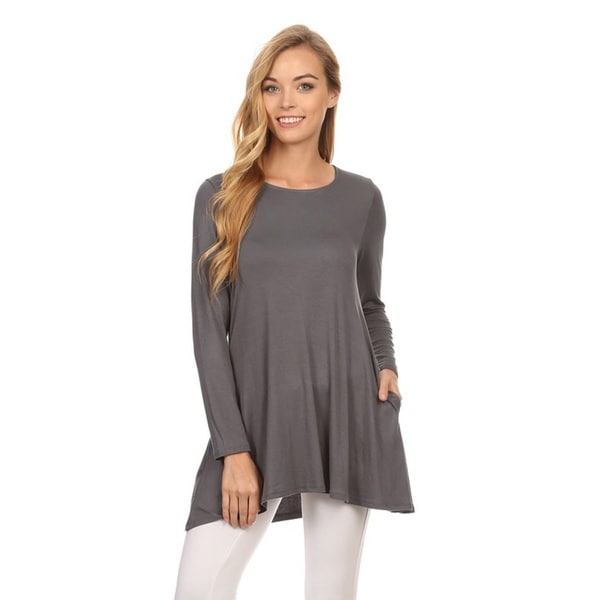Women's Solid Color Rayon/Spandex Tunic Top. Opens flyout.