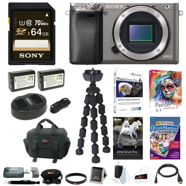 Sony A6000 W Camera Gadget Bag 64gb Sdhc Accessory Bundle Graphite