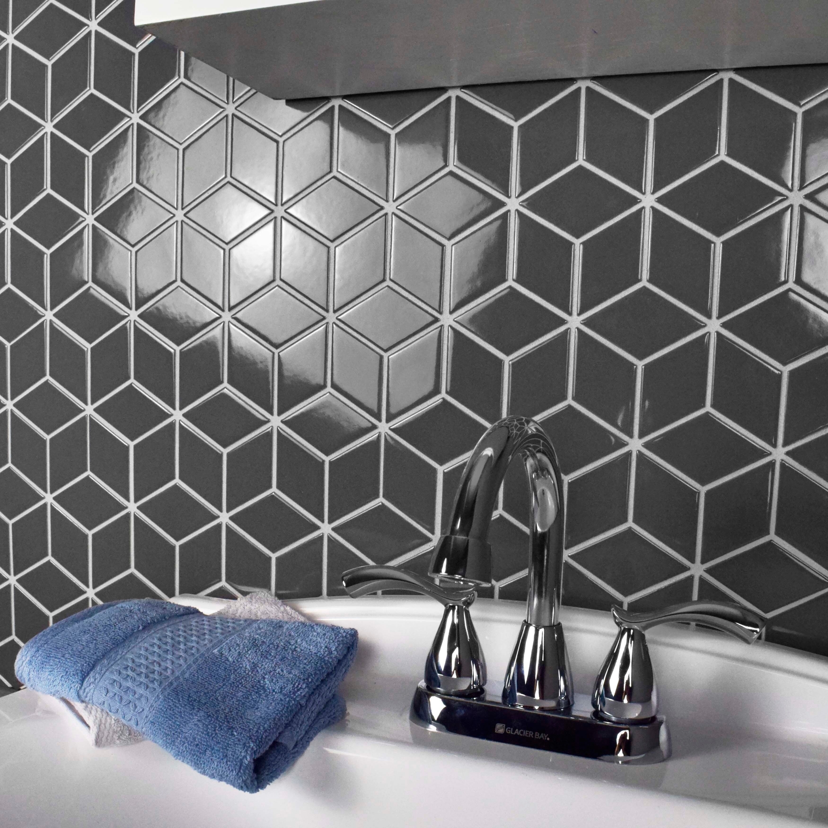 Shop Somertile 10 5x12 125 Inch Victorian Rhombus Glossy Grey